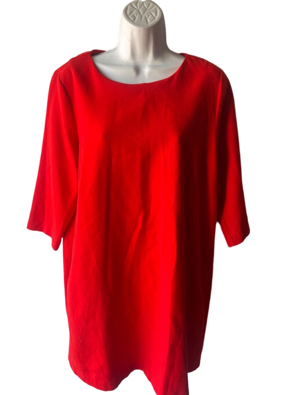 GAP Vibrant Red Shift Dress Elbow Sleeve Round Neck Classic Simple Style Size 14